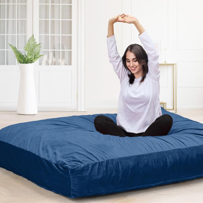 【Fathersdaygift】Erommy （With 3 Gifts）5Ft Lazy Bean Bag Chair Sofa Bed , Memory Foam Furniture Cushion Flannel Fabric Removable Machine Washable，Convertible Folds from Lazy Chair to Floor Mattress Bed