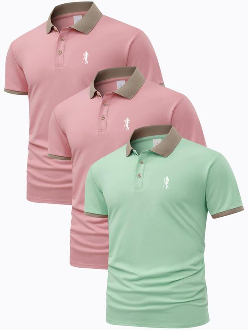 Men'S Contrast Binding Short Sleeve Polo Shirt, Regular Fit Casual Graphic Top for Summer, Men'S Clothes for Daily Wear, Summer Clothes, Vintage Clothing, Mens Clothing