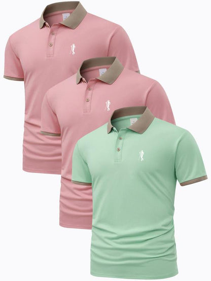 Men'S Contrast Binding Short Sleeve Polo Shirt, Regular Fit Casual Graphic Top for Summer, Men'S Clothes for Daily Wear, Summer Clothes, Vintage Clothing, Mens Clothing