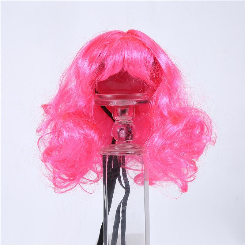 Dog Cat Cosplay Wig Long Blonde Curly Hair with Adjustable Elastic Bands Pet Wigs for Halloween, Christmas, Festivals, Pet Cosplay Costumes Accessories for Dog Cat (Red)