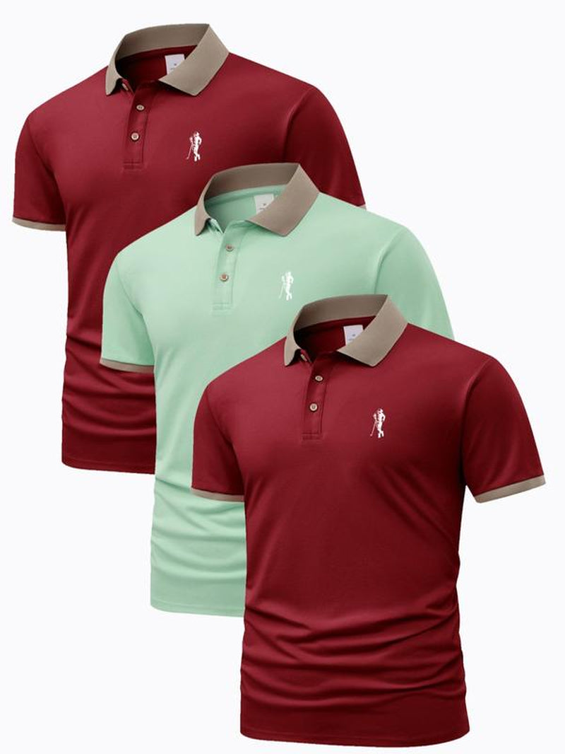 Men'S Contrast Binding Short Sleeve Polo Shirt, Regular Fit Casual Graphic Top for Summer, Men'S Clothes for Daily Wear, Summer Clothes, Vintage Clothing, Mens Clothing