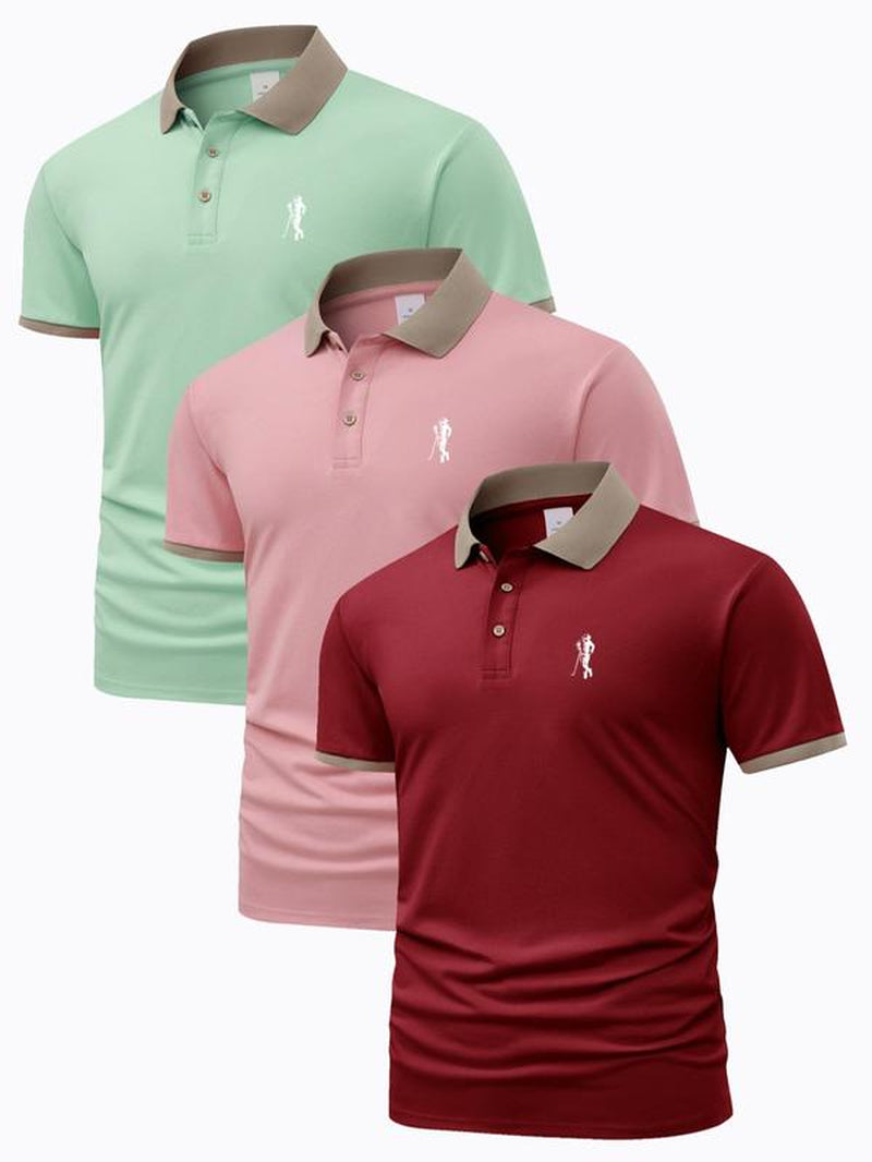 Men'S Contrast Binding Short Sleeve Polo Shirt, Regular Fit Casual Graphic Top for Summer, Men'S Clothes for Daily Wear, Summer Clothes, Vintage Clothing, Mens Clothing