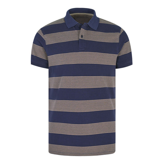 Navy Stripe Cotton Polo Shirt