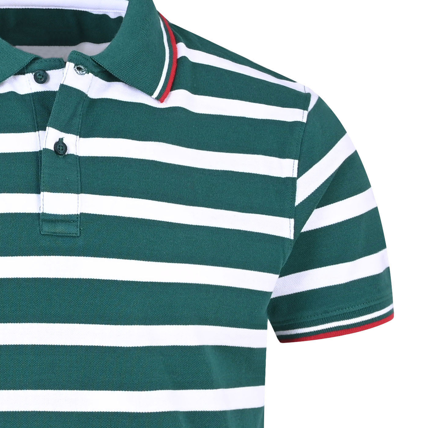 Green Stripe Cotton Polo Shirt