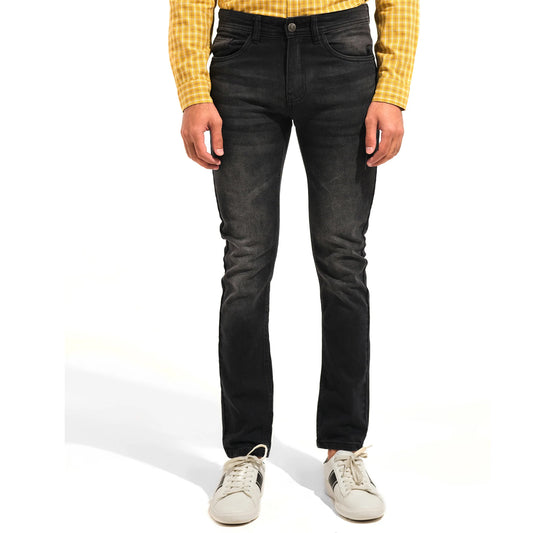 Men Slim Fit Denim Black Pant