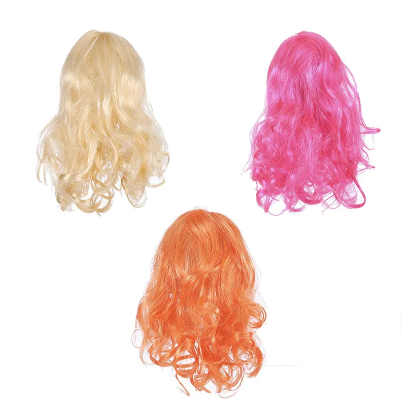 Dog Cat Cosplay Wig Long Blonde Curly Hair with Adjustable Elastic Bands Pet Wigs for Halloween, Christmas, Festivals, Pet Cosplay Costumes Accessories for Dog Cat (Red)