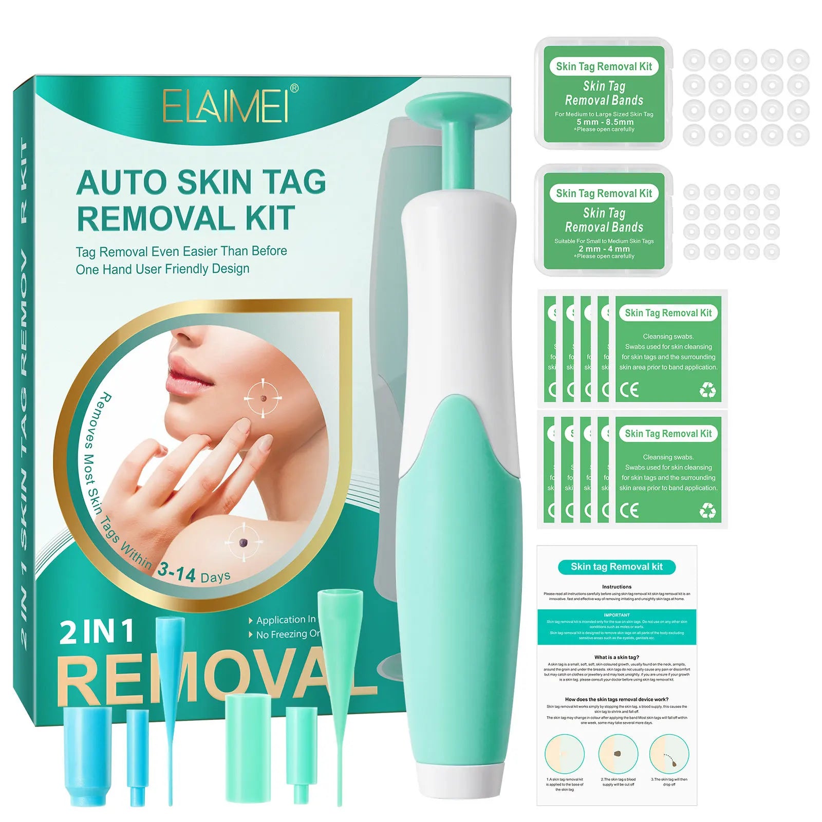 Double Headed Wart Removing Pen Set Auto Skin Tag Remover Painless Mole Wart Remover Skin Tag Removal Kit Skin Care Beauty Tool