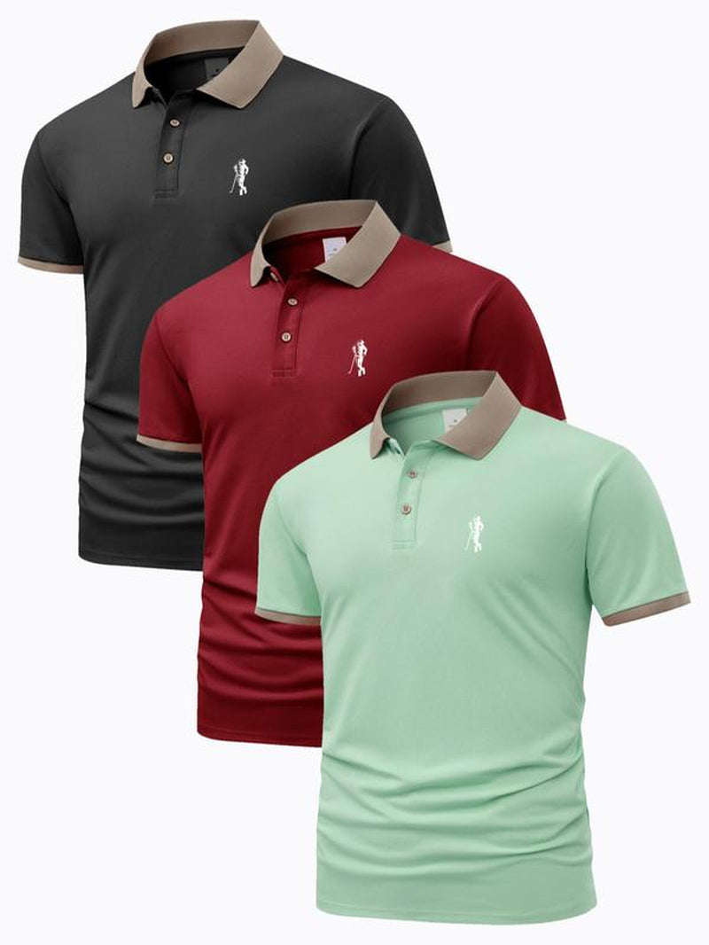 Men'S Contrast Binding Short Sleeve Polo Shirt, Regular Fit Casual Graphic Top for Summer, Men'S Clothes for Daily Wear, Summer Clothes, Vintage Clothing, Mens Clothing