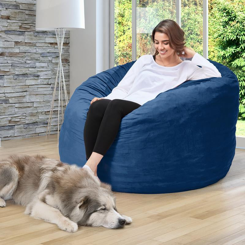 【Fathersdaygift】Erommy （With 3 Gifts）5Ft Lazy Bean Bag Chair Sofa Bed , Memory Foam Furniture Cushion Flannel Fabric Removable Machine Washable，Convertible Folds from Lazy Chair to Floor Mattress Bed